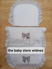 Babys Boys Girls  Quilt Pram Set  pushchair stroller carrycot   White /  Grey