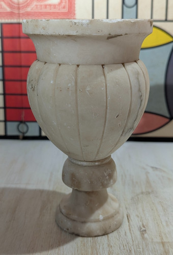 Antique carved alabaster lamp - antique,