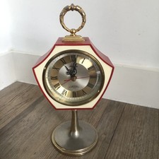 Vintage 1970s RHYTHM Mantel  Clock Red gold Wind Up - Made In Japan - See desc