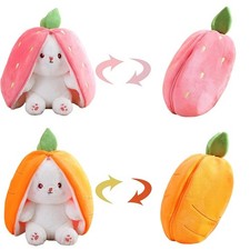 18cm Cosplay Strawberry Carrot Rabbit Plush Toy Stuffed Creative Bag into Fruit