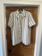 Primark Men’s Black And White Stripe Short Sleeve Shirt Large L