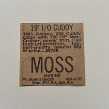 Moss Marine 1981 Galaxy Cuddy