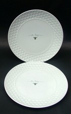 Nutmeg White Stoneware Lg Dinner Plates 28cm (11") Bee Happy & Honecomb Rim VGC