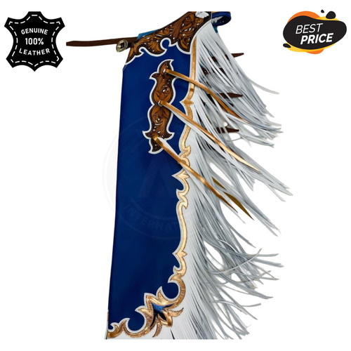 Hand tooled blue leather - ,