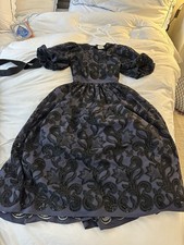 ERDEM Open Back Pleated Broderie Anglaise Voile Midi Dress - UK 8