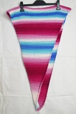 Hand Crochet Shawl Striped 100% Premium Acrylic Multicolour ca 210x57cm V6