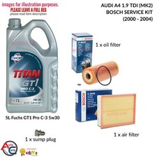 AUDI A4 1.9 TDI 00-04 BOSCH SERVICE KIT (MK2) DIESEL 5L PRO C-3 5W30 + 2 FILTERS
