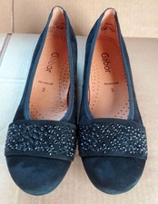 GABOR SIZE 3 HOVERCRAFT BLACK SUEDE SPARKLE BALLET SHOES.   B211101125B329