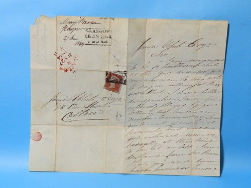 1844 penny red letter - 1d,