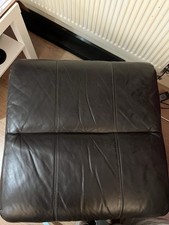 Light Brown Leather Footstool/Ottoman With Storage On Casters.