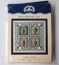 DMC Topiary Garden Linen Blackwork Cross Stitch Kit 15 x 15cm
