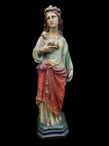Antique chalk statue - , saint