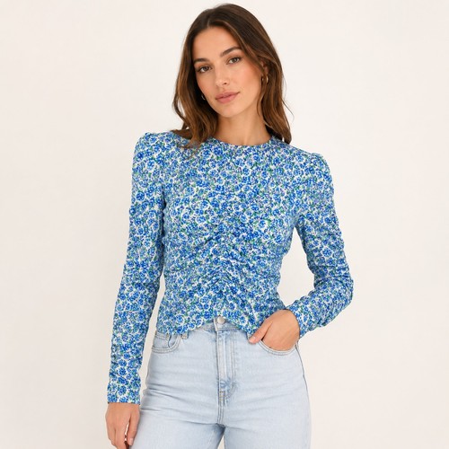 Zara floral blouse blue - floral,