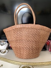 Massimo Dutti Tan woven braided genuine leather basket  tote top handle bag FAB