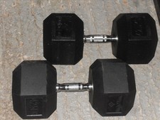 2x 42.5kg Rubber Coated Hex Dumbbells