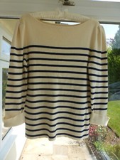 Ralph Lauren Sport Nautical Cream & Navy Striped Round Neck Sweater Jumper XL