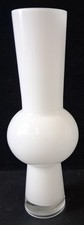 Habitat White Glass Vase Modern Design 14" - #1008