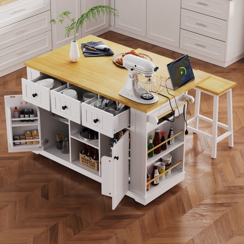 Large white kitchen island - white,