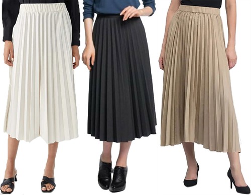 Ladies pleated long midi - ladies,
