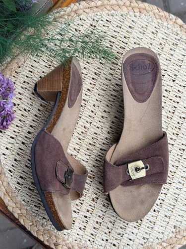 Women scholl clogs brown - clogs, suede