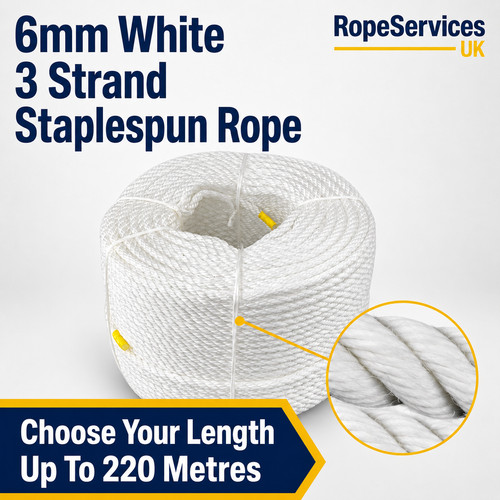 6mm white staplespun rope - white,
