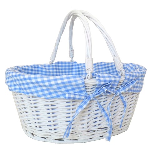 White wicker shopping - white, basket
