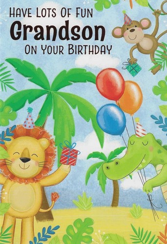 Grandson cute birthday card - grandson,