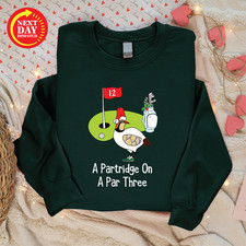 A Partridge On A Par Three Christmas Jumper Printed Golf Xmas Unisex Sweatshirt