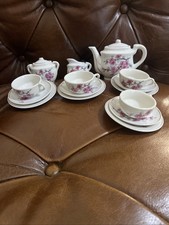 Vintage FOREIGN Childs China Tea Set of Four Floral Pattern