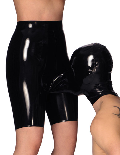 Men latex shorts catsuit