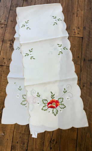 Embroidered poppy table runner - poppy,