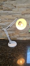 Vintage Drafting Desk Lamp White Articulating Swing Arm with Weighted Base