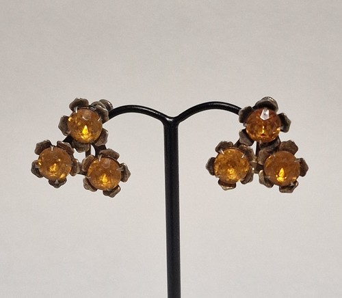 Vintage amber glass floral - amber,