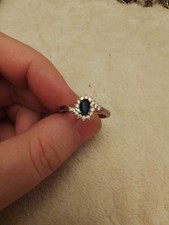 Beautiful Silver Coloured Metal Ring With Wave Style Crystal Halo UK Size R+1/2