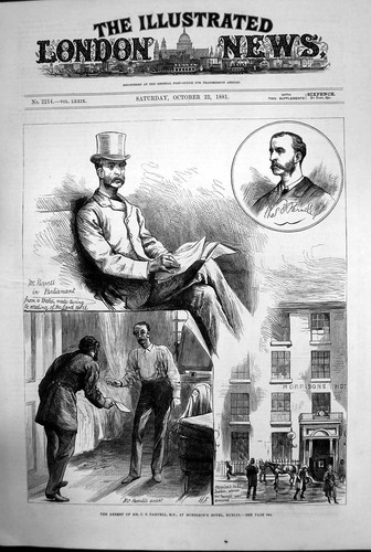 Original old antique print - old,