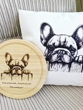 FRENCH BULLDOG cushion with Storage pocket  dog lover gift
