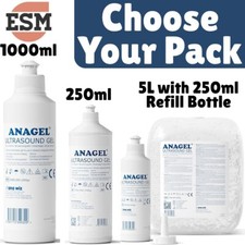 Anagel Ultrasound Transmission Gel 250ml-1L-5L Fetal Doppler For All devices UK