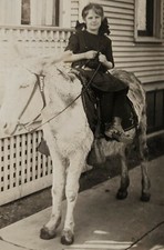 RPPC Girl Riding Pony Donkey