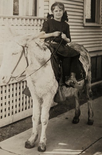 Rppc girl riding pony - girl,