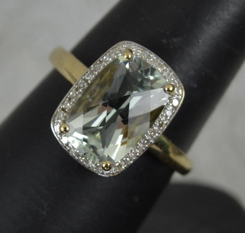 Prasiolite and diamond 9ct - diamond,