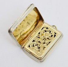 Nathaniel Mills Antique Sterling solid Silver vinaigrette 1839 excellent 