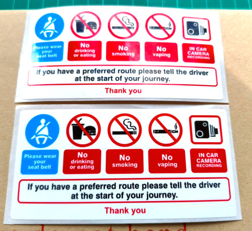 Taxi warning stickers - x, 2