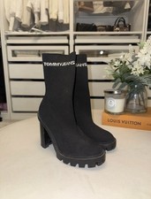 Tommy Hilfiger Tommy jeans chunky black high sock boots wedge heel size 5 black