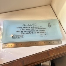 Vintage Glass Sandwich Tray with Robert Burns "Selkirk Grace" Poem