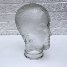 Vintage Glass Mannequin Head Transparent Dimpled Glass Hat Shop Display