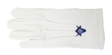 Masonic Freemasonry Men's (Large) Square & Compasses Ceremonial White Gloves