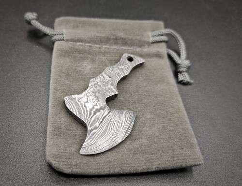 Damascus steel axe pendant - axe,
