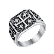Mens Stainless Steel Maltese Cross Crusader Knights Templar Ring Size 7-15