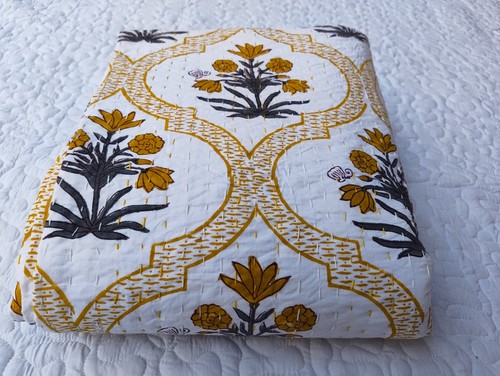 Indian cotton kantha quilt - cotton,