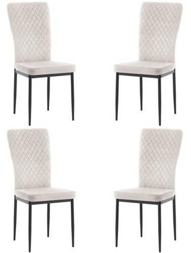 Set beige velvet dining - 4,